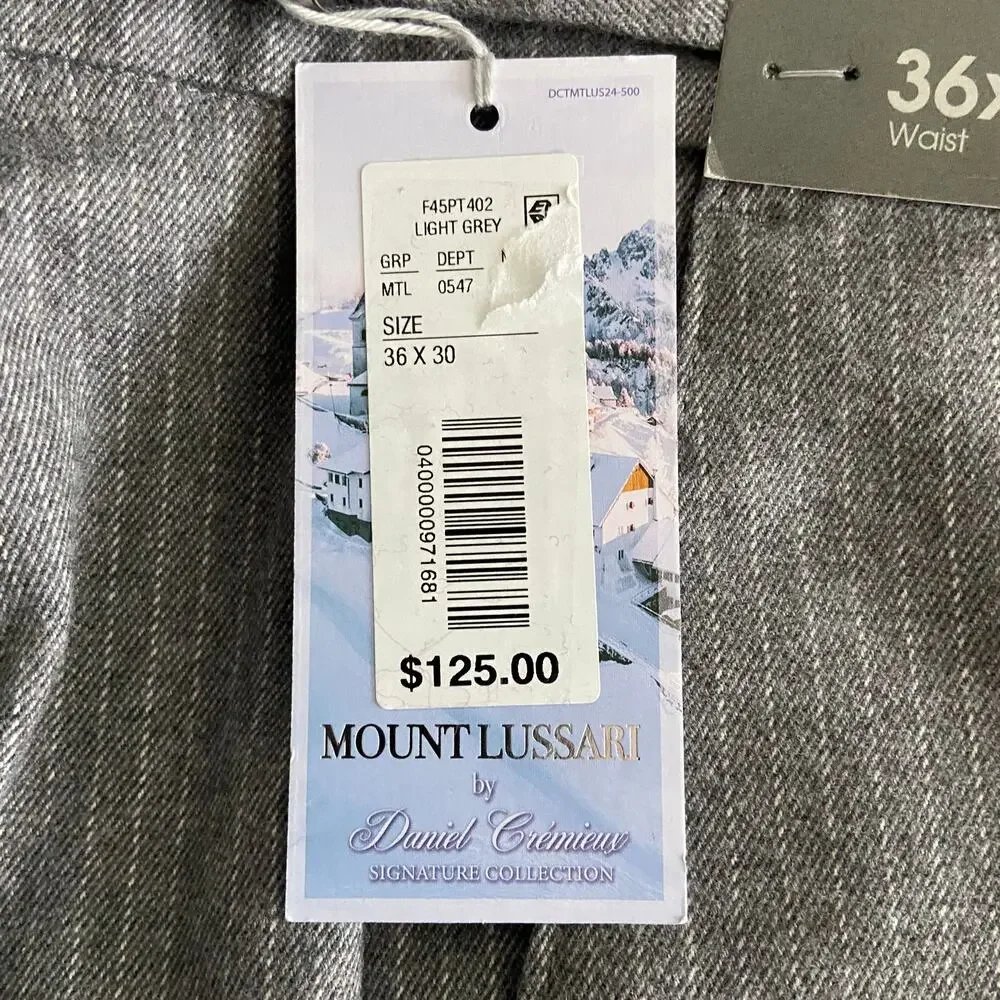 Daniel Cremieux Dress Pant Signature Men's 36x30 Mount Lussari Flannel Grey NEW